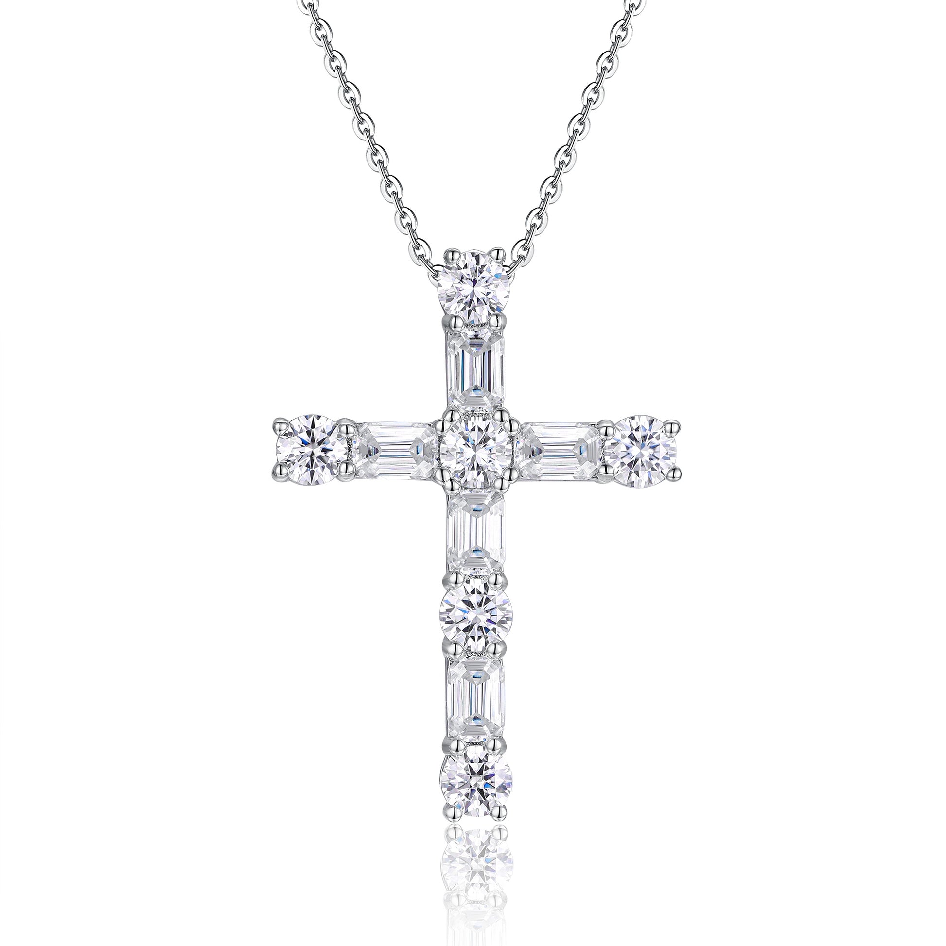 The Light - Moissanite Necklace Pendant Platinum Plated - GuardianAngel Jewels
