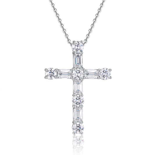 The Light - Moissanite Necklace Pendant Platinum Plated - GuardianAngel Jewels