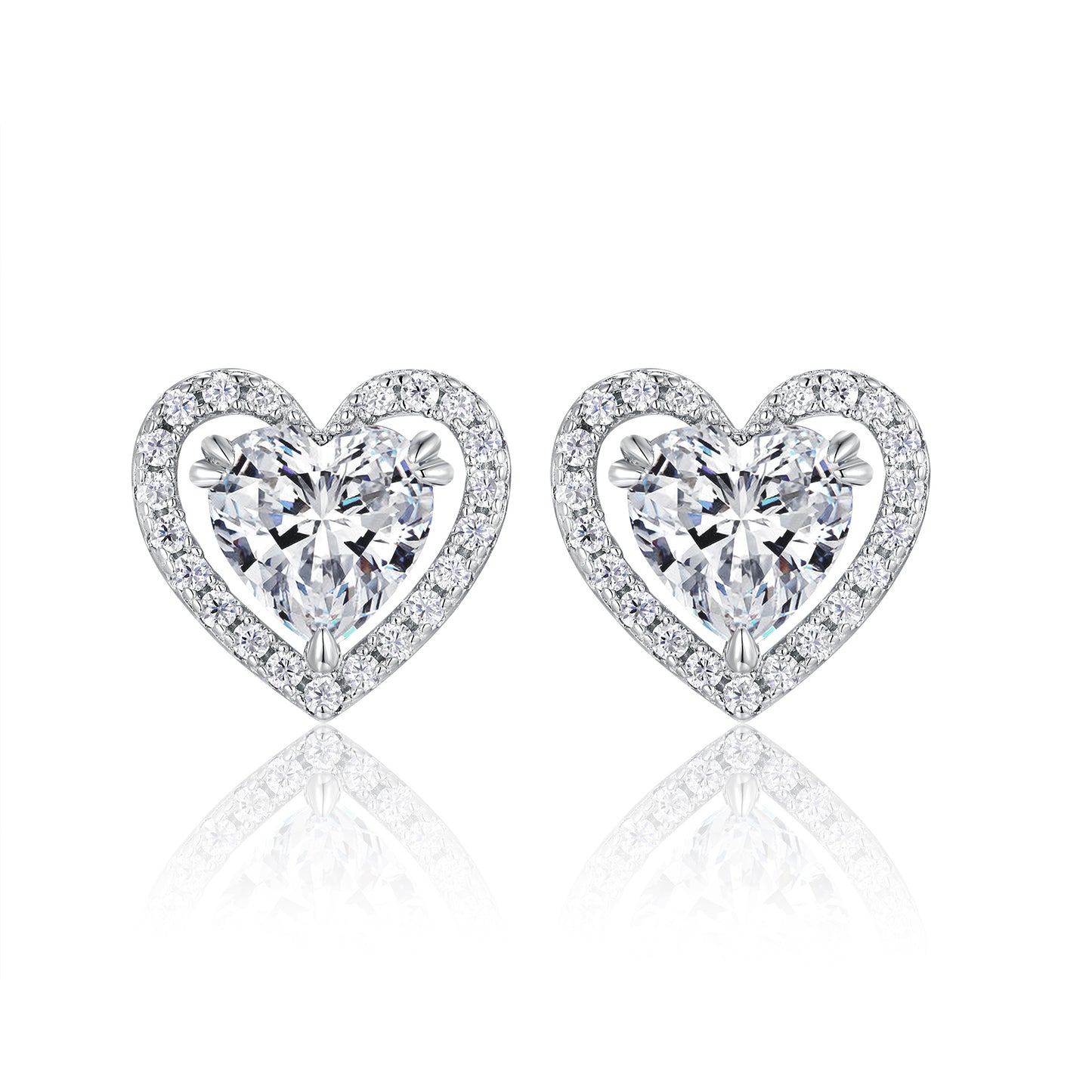 Heart Shaped Halo - 1 Carat Moissanite Stud Earrings - GuardianAngel Jewels