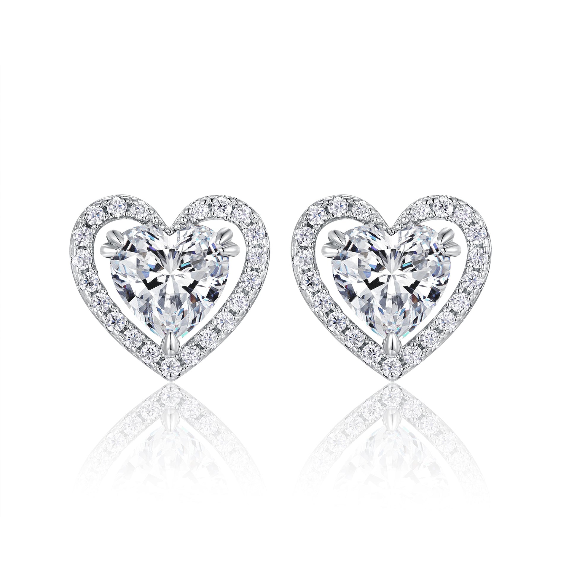 Heart Shaped Halo - 1 Carat Moissanite Stud Earrings - GuardianAngel Jewels