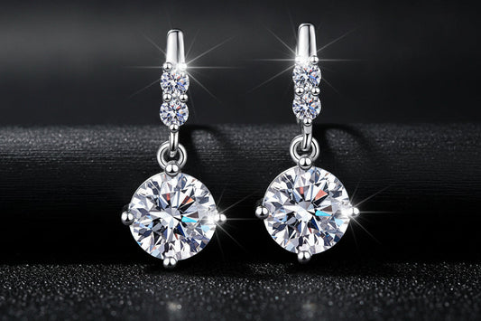1 Carat Silver Moissanite Stud Earrings