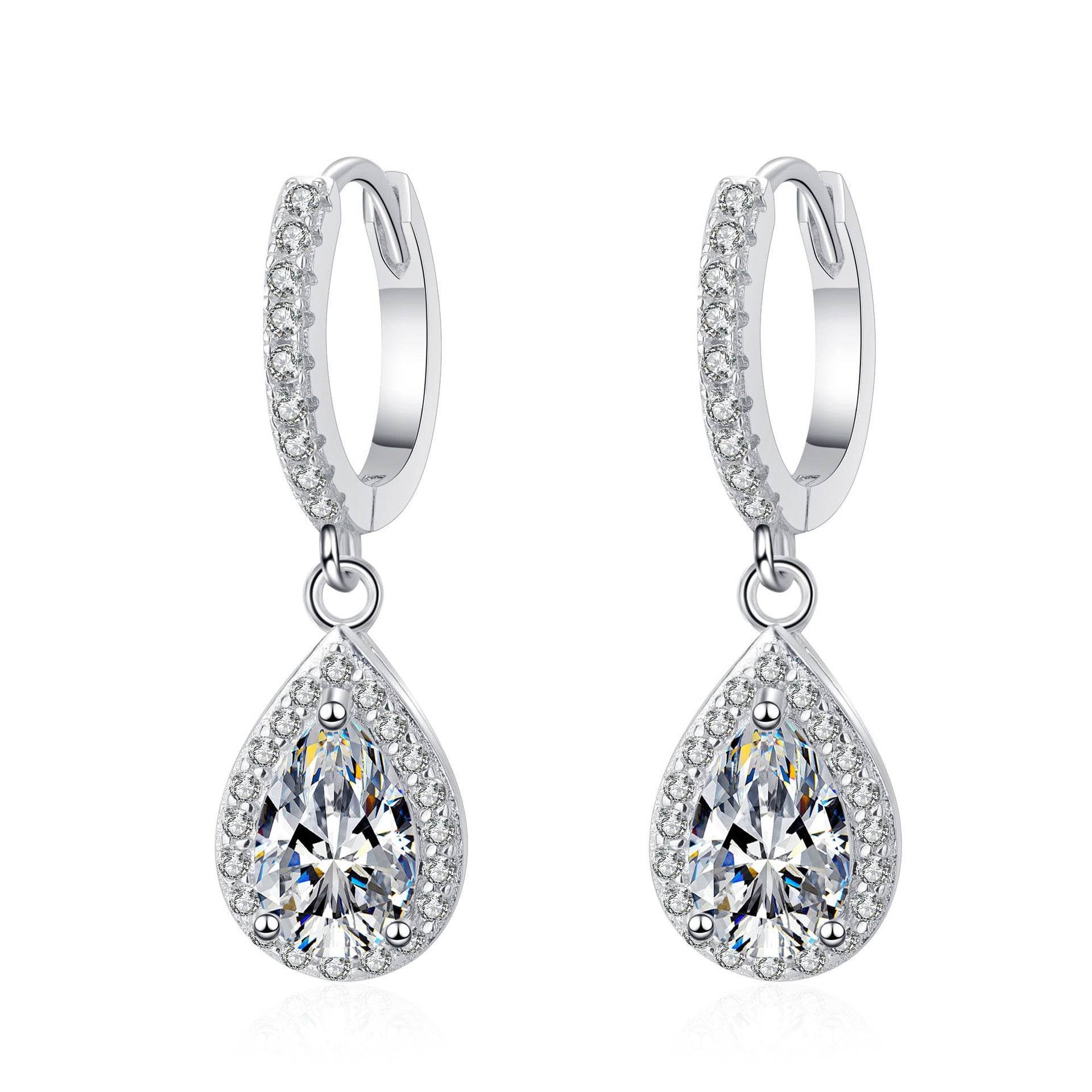 Icy Tear Drops Moissanite Sterling Silver Earrings - GuardianAngel Jewels