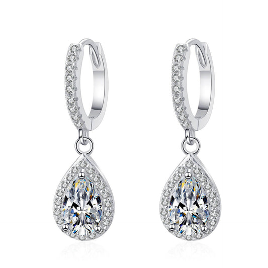 Icy Tear Drops Moissanite Sterling Silver Earrings - GuardianAngel Jewels