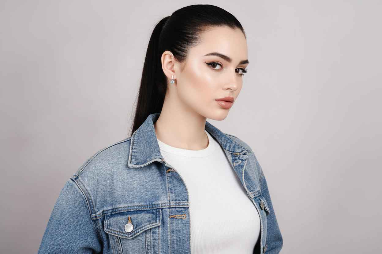 1 Carat Silver Moissanite Stud Earrings