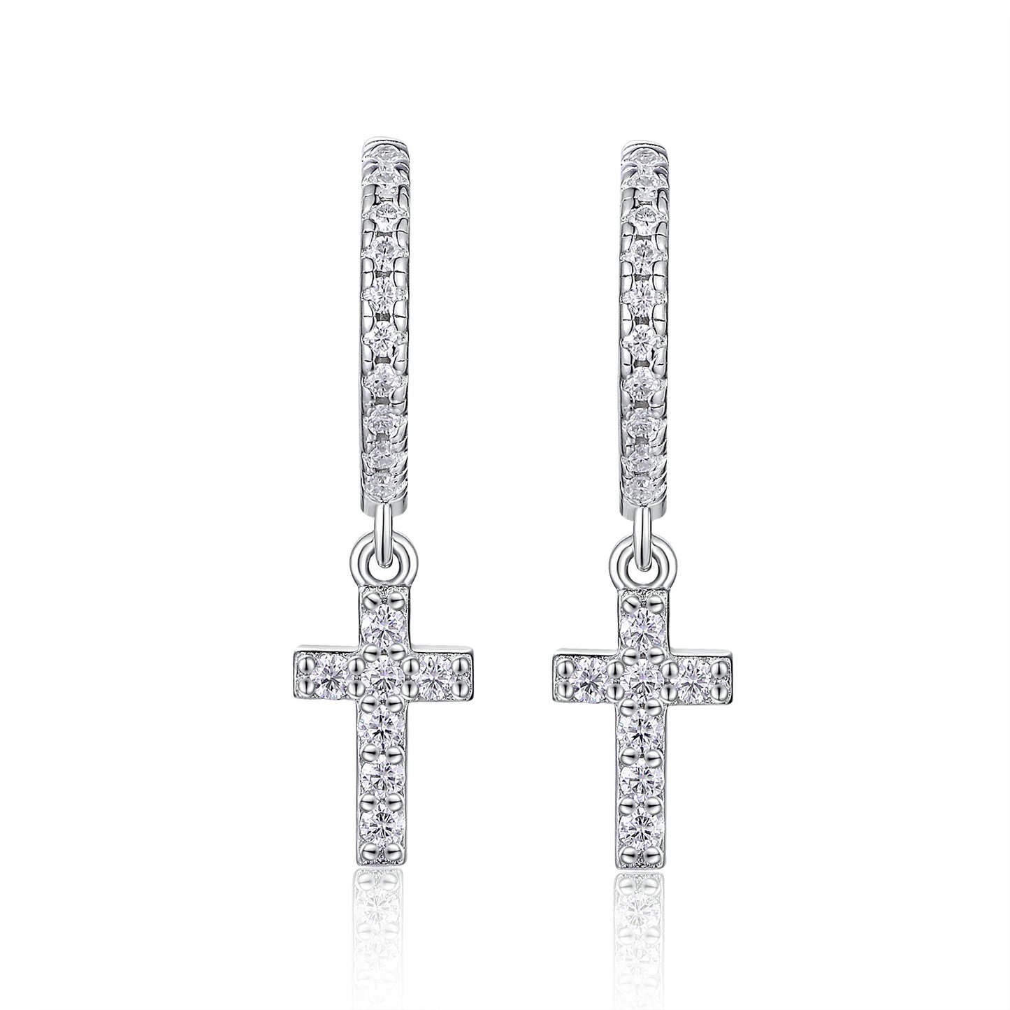Patience Moissanite Hoop Earrings Platinum Plated - GuardianAngel Jewels