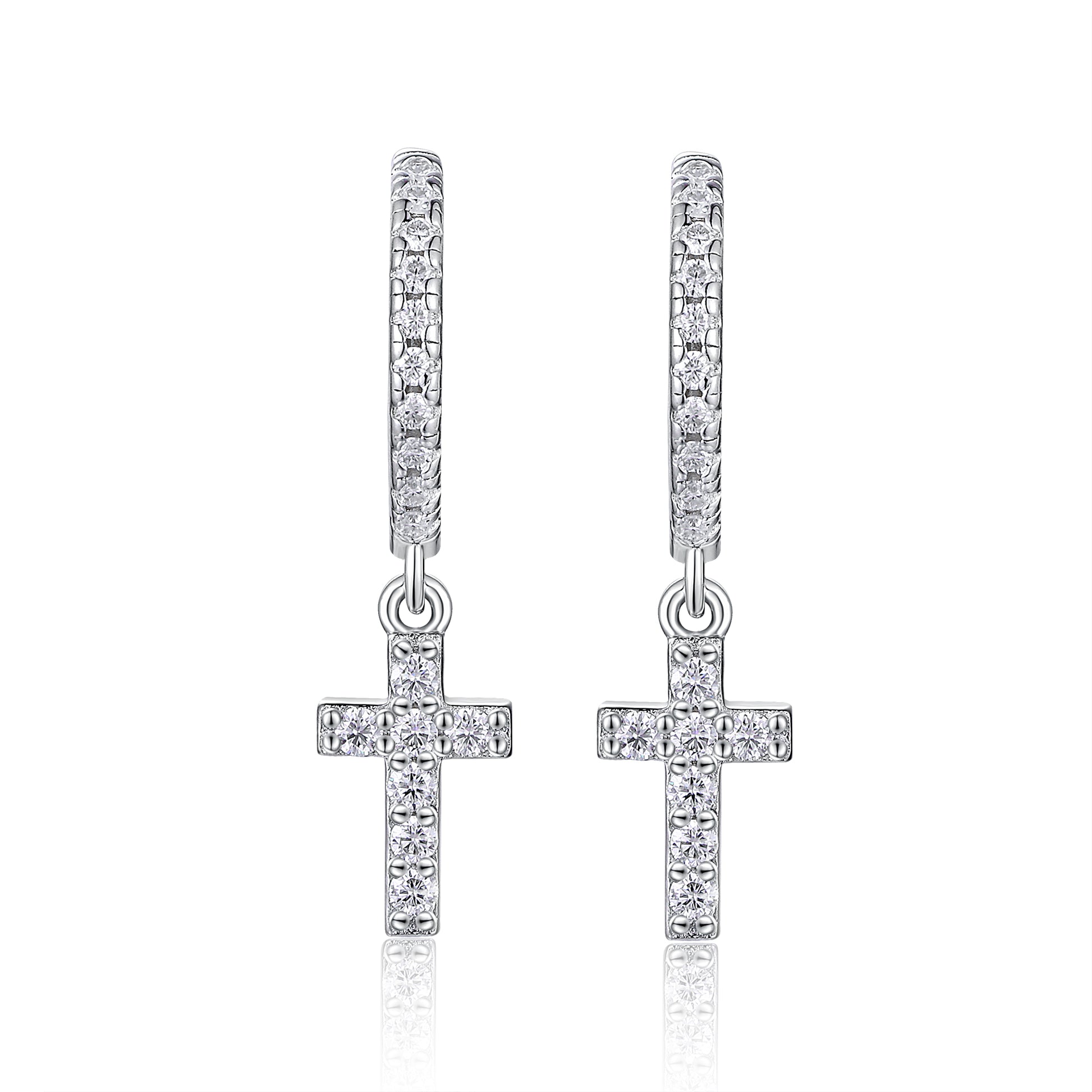 Patience Moissanite Hoop Earrings Platinum Plated - GuardianAngel Jewels