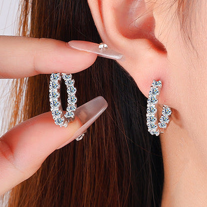 GRA Certified Round Brilliant Moissanite Gold Hoop Earrings - GuardianAngel Jewels