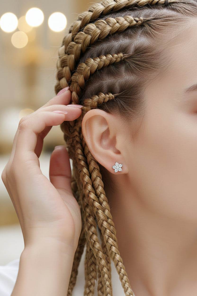 Paris Flowers - Moissanite  Earrings Sterling Silver Platinum Plated - GuardianAngel Jewels