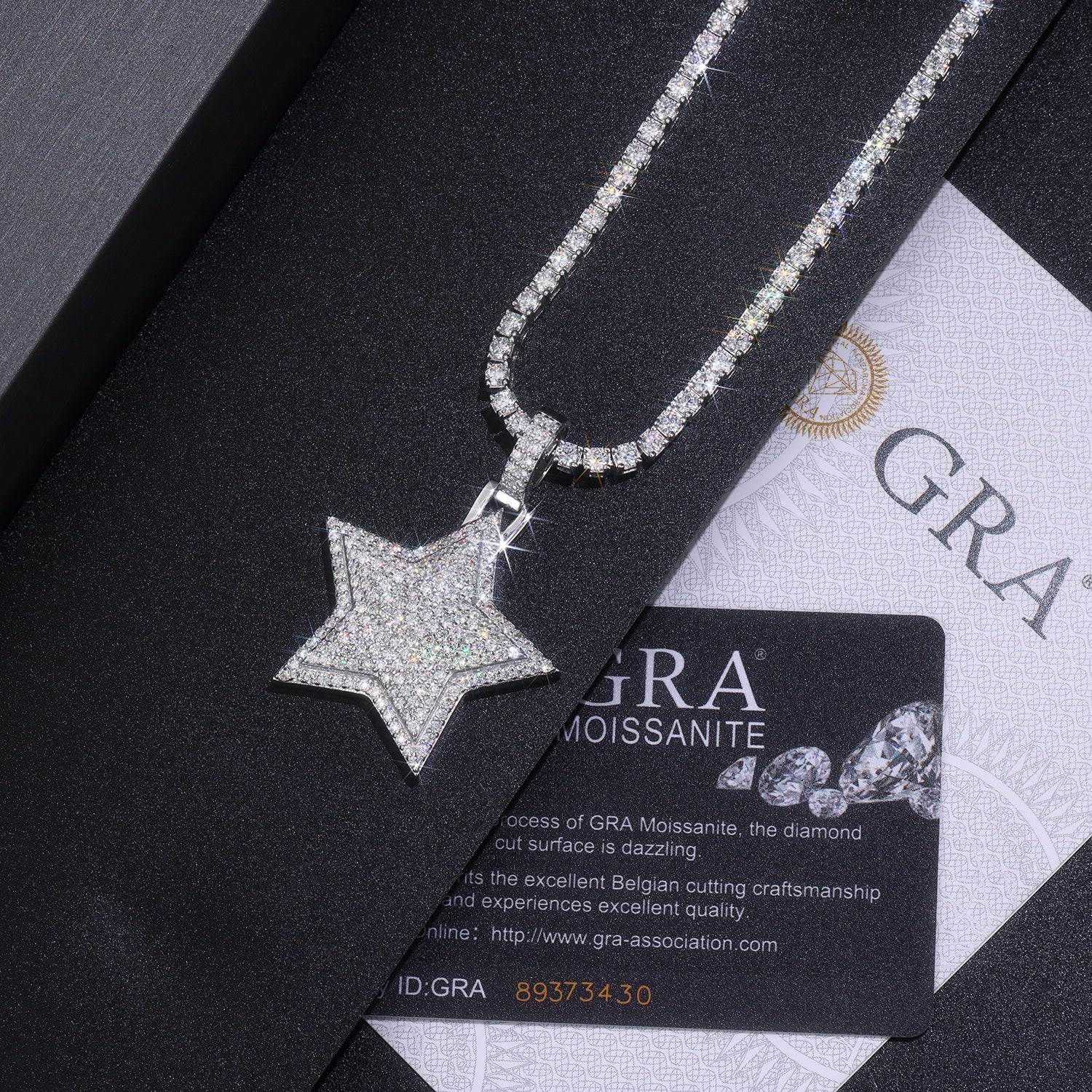 GRA Certified Kings Star Moissanite Pendant Platinum Plated - GuardianAngel Jewels