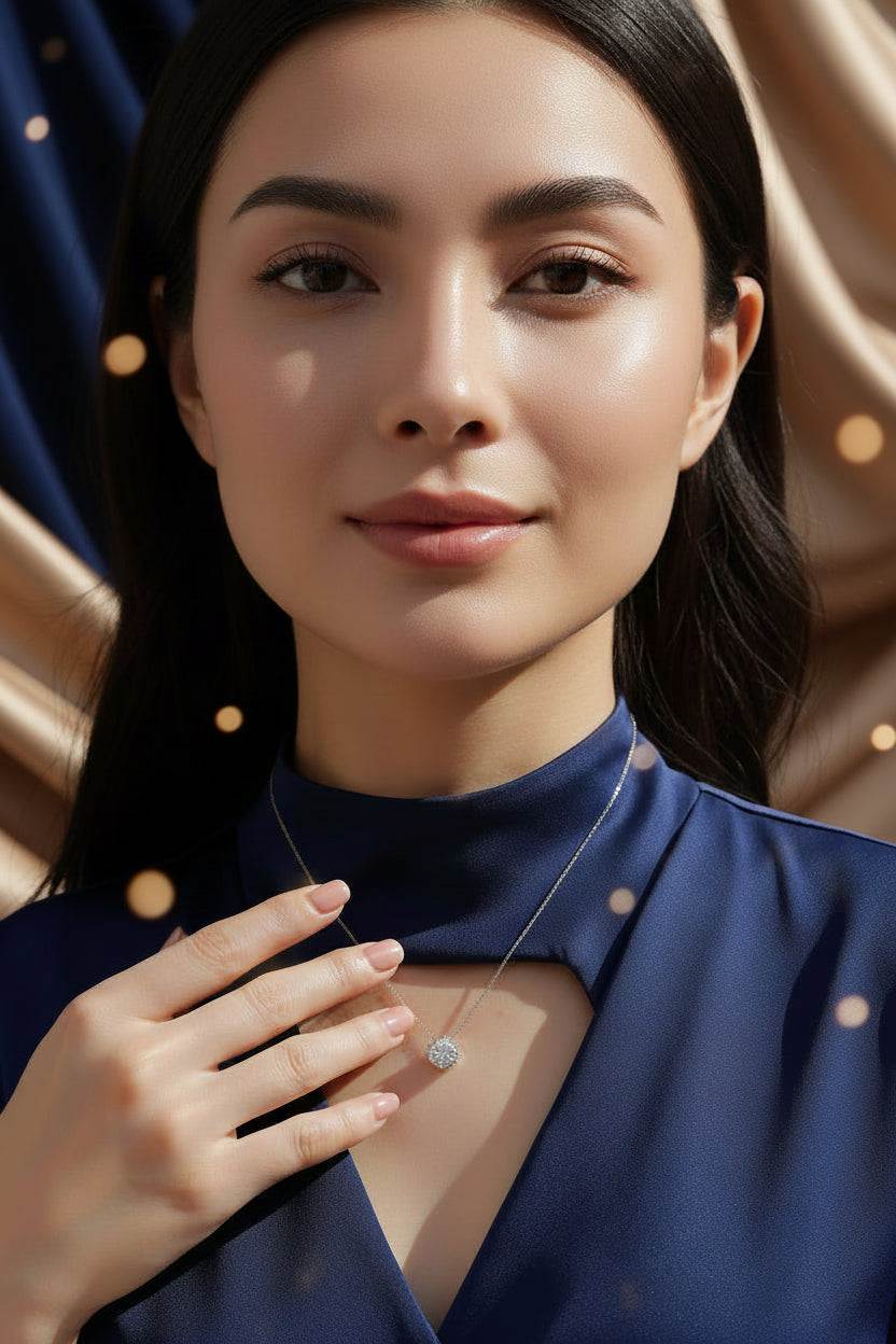 Afternoon Rose - Pendant Set with Moissanite Platinum Plated - GuardianAngel Jewels