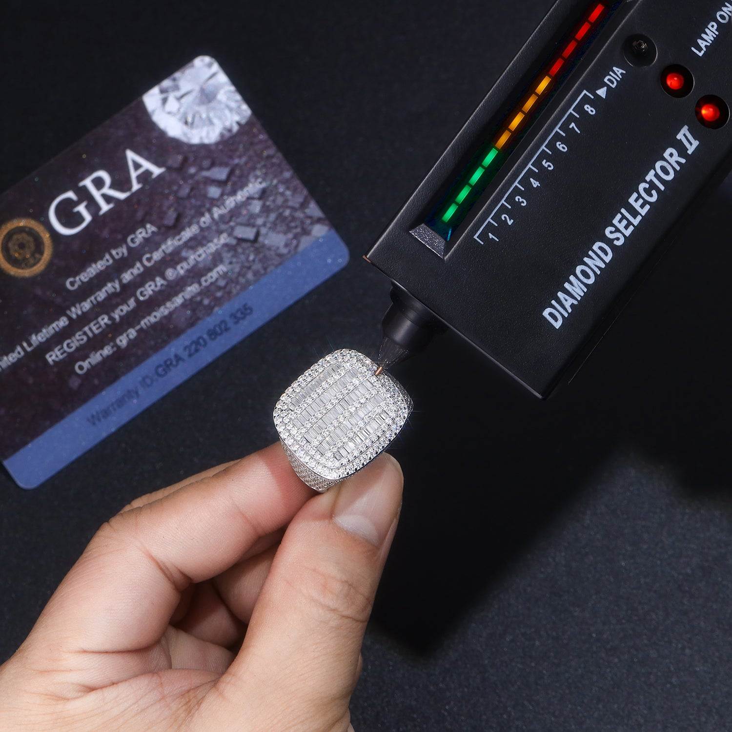 GRA Certified Bold Luxury Moissanite Platinum Plated Ring - GuardianAngel Jewels