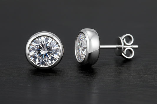 1 Carat Round Cut Moissanite Stud Earrings
