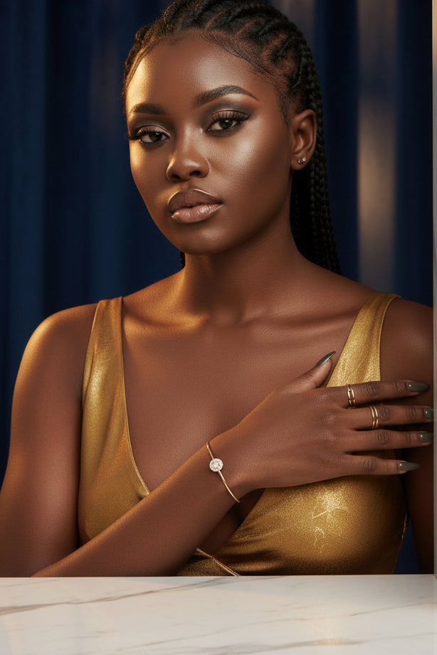 Delicate Sparkle - Moissanite Round Bag Silver Bracelet - GuardianAngel Jewels