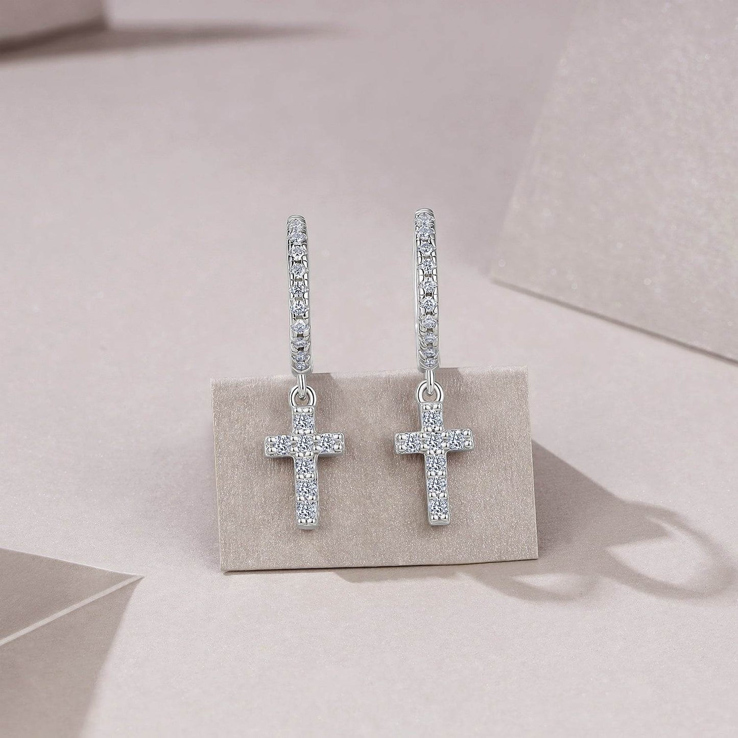 Patience Moissanite Hoop Earrings Platinum Plated - GuardianAngel Jewels