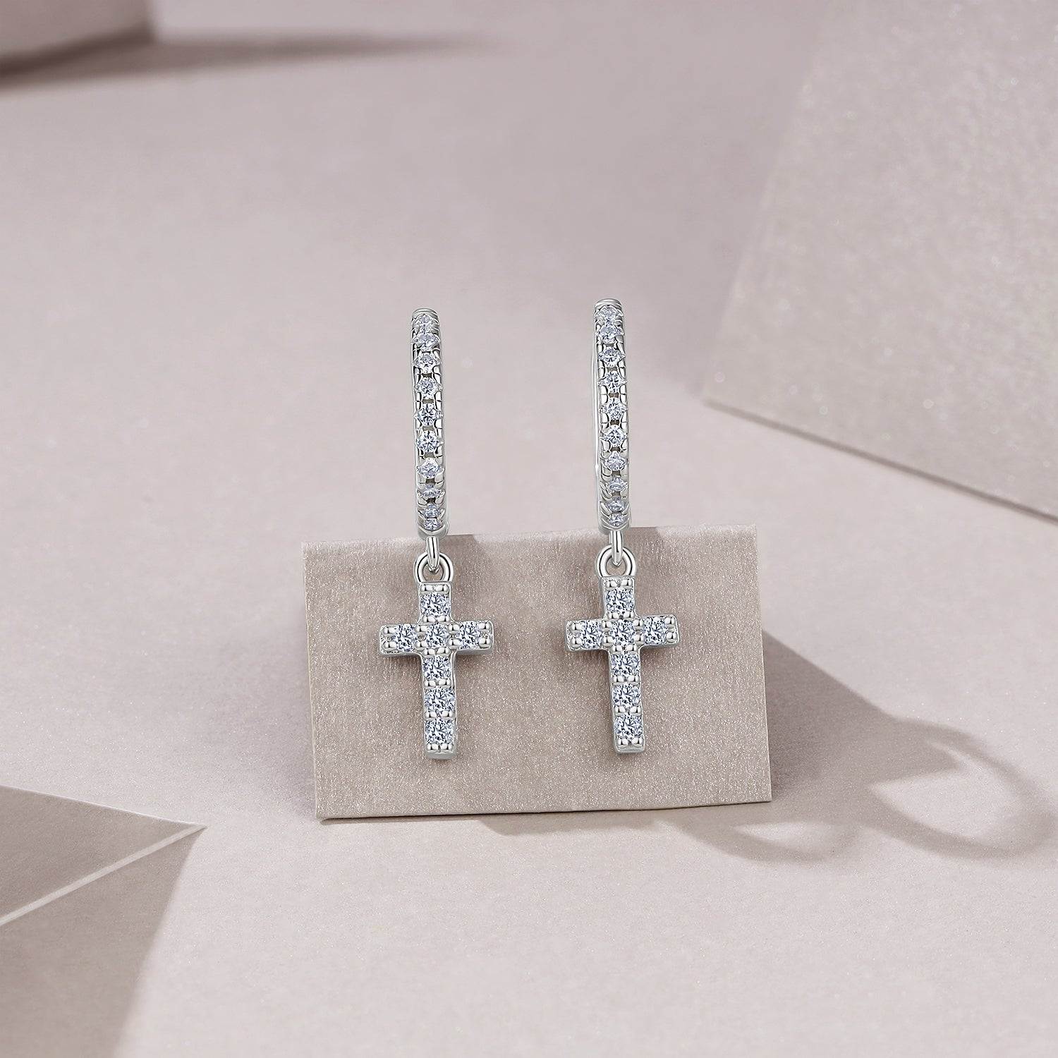 Patience Moissanite Hoop Earrings Platinum Plated - GuardianAngel Jewels