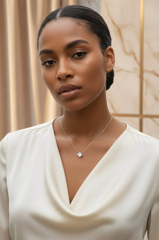 Lucky Four Leaf Clover Moissanite Pendant Necklace - GuardianAngel Jewels