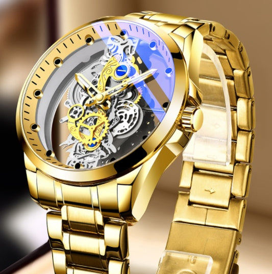 Skeleton Automatic Quartz Watch Gold Vintage