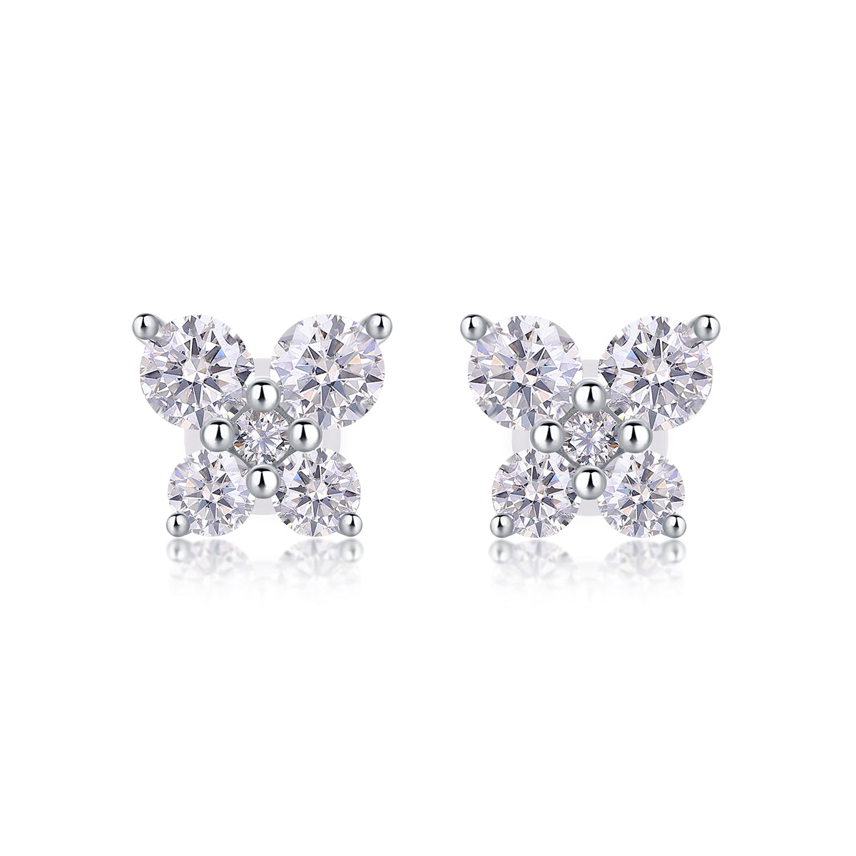 Butterflies - Moissanite Stud Earrings Platinum Plated - GuardianAngel Jewels
