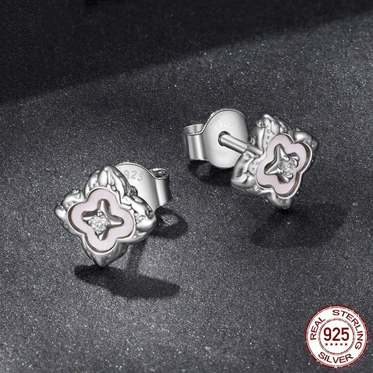 Fritillary Clover Moissanite Stud Earrings S925 Sterling Silver Stud Earrings