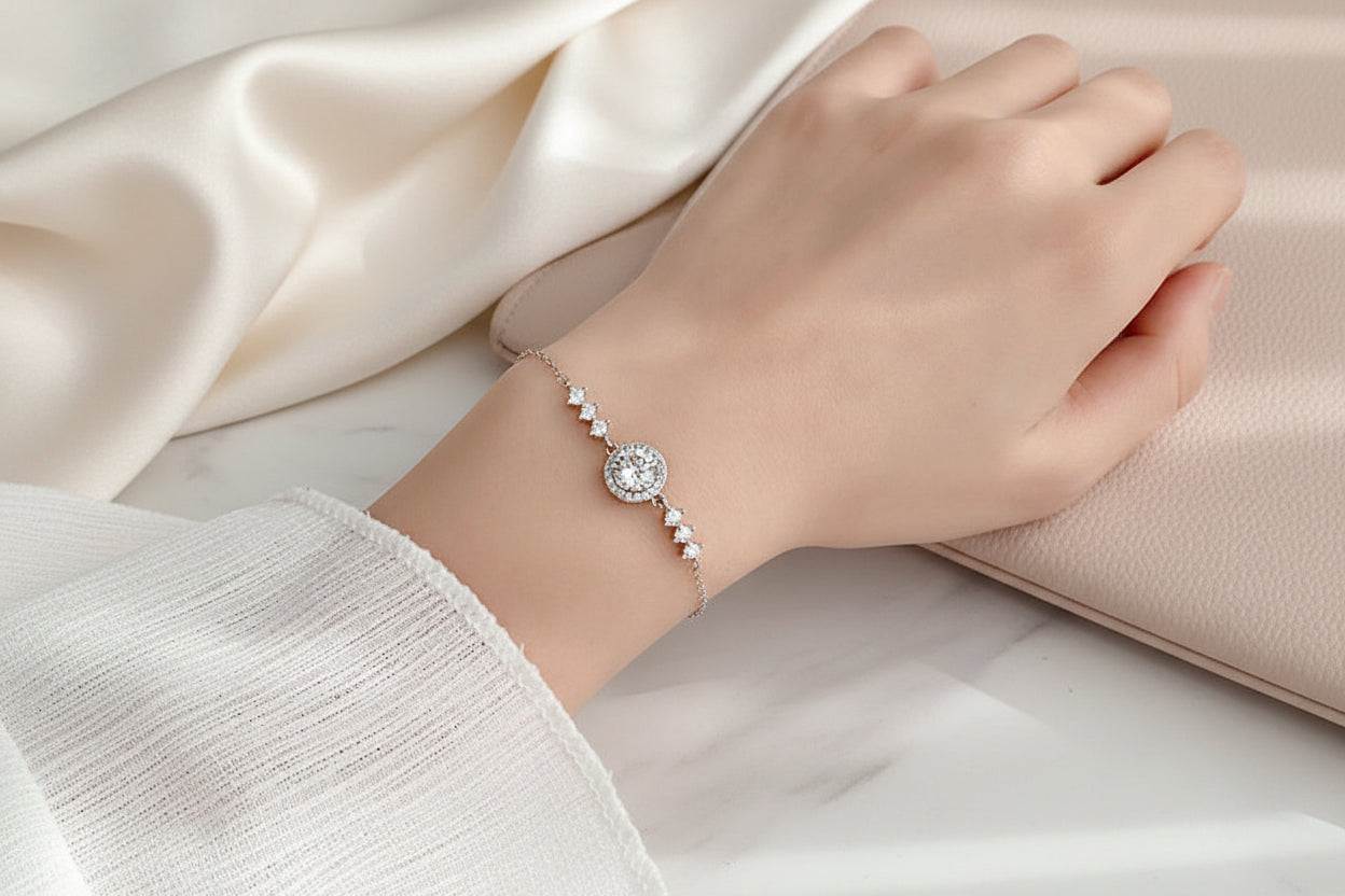 1 Carat White Gold Moissanite Bracelet - GuardianAngel Jewels